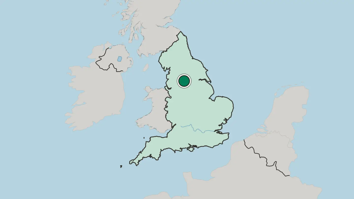 Map of Huddersfield in United Kingdom