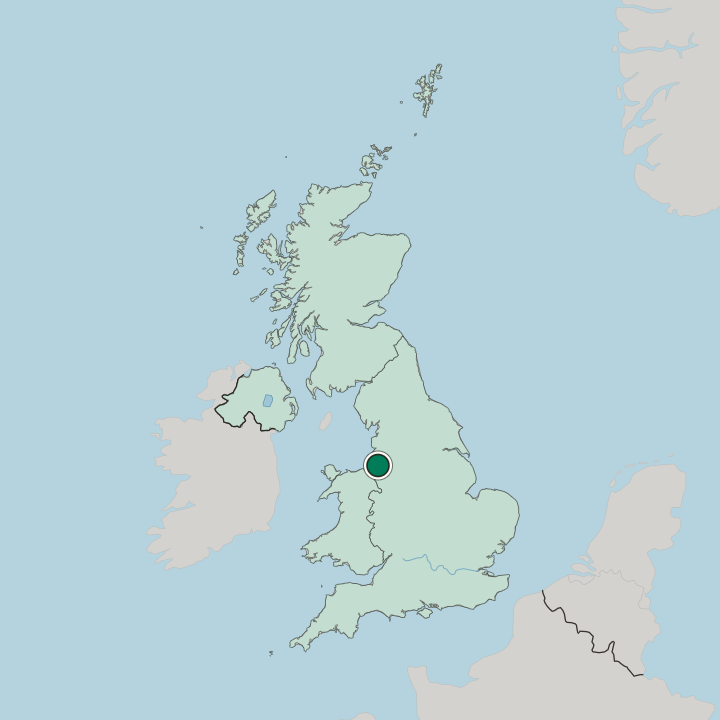 Map showing Huyton — In United Kingdom