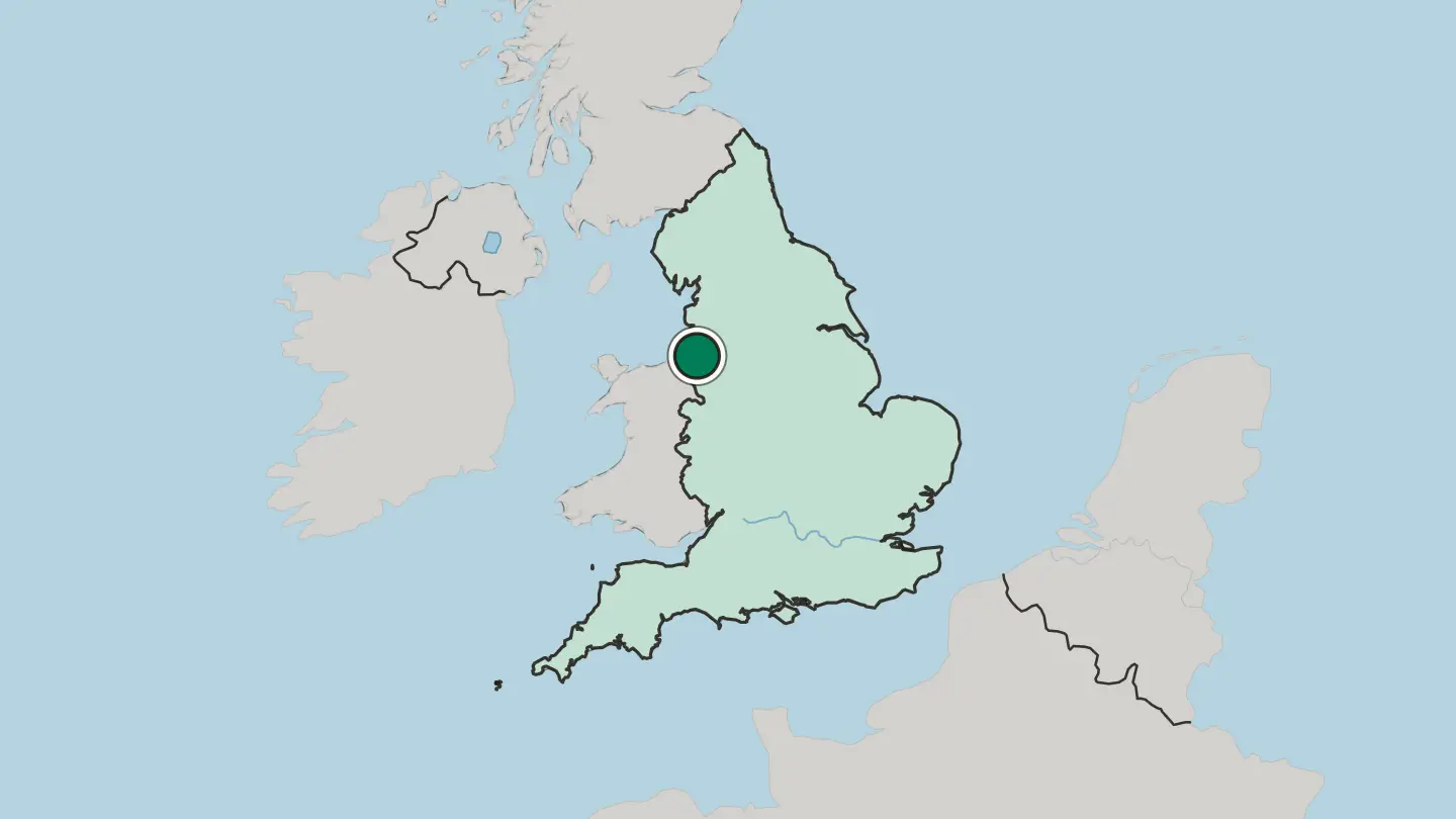 Map of Huyton in United Kingdom