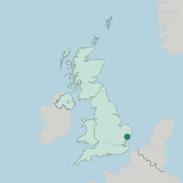 Map showing Ipswich — In United Kingdom