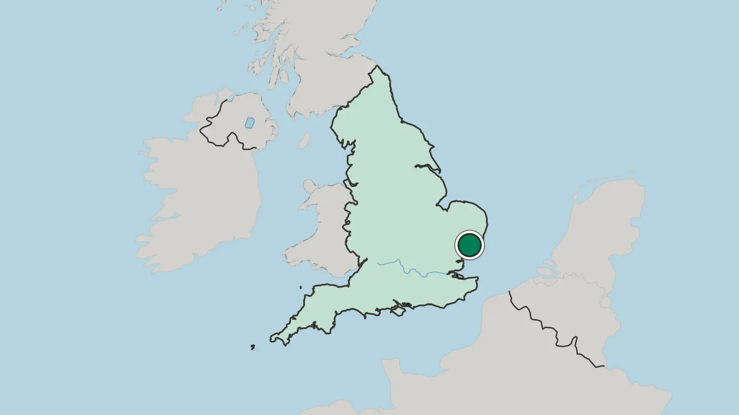 Map of Ipswich in United Kingdom