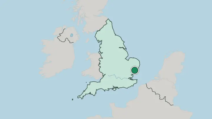 Map of Ipswich in United Kingdom