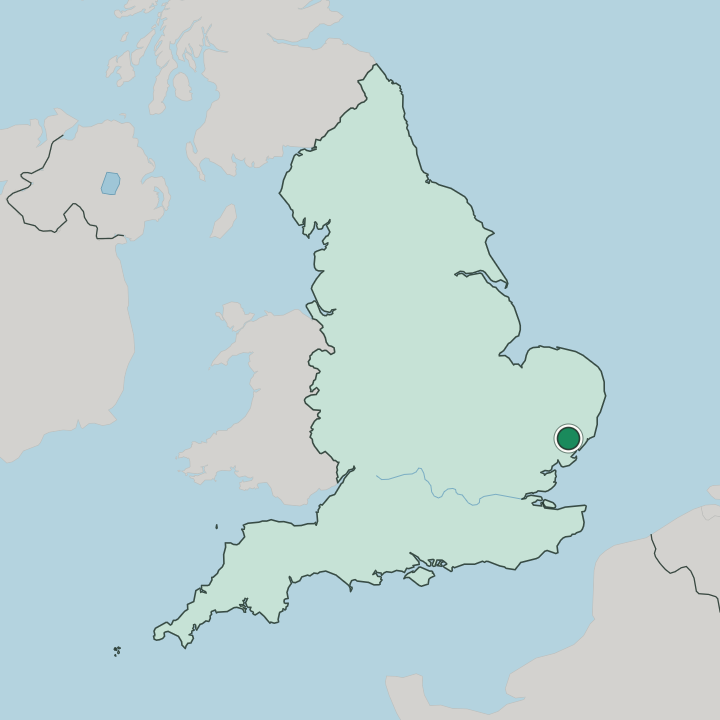 Map showing Ipswich — In England