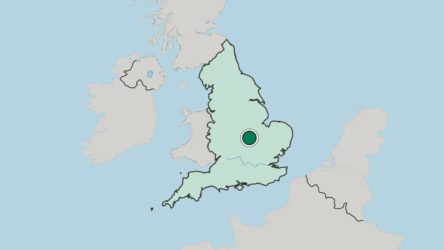 Map of Kettering in United Kingdom