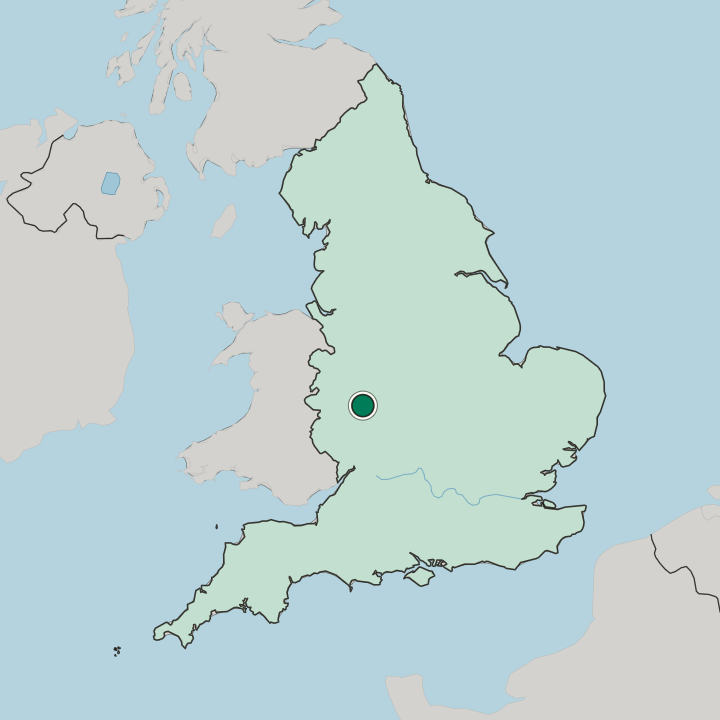 Map showing Spennells — In England