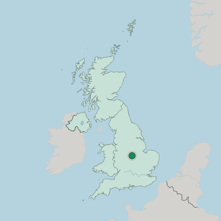 Map showing Leicester — In United Kingdom