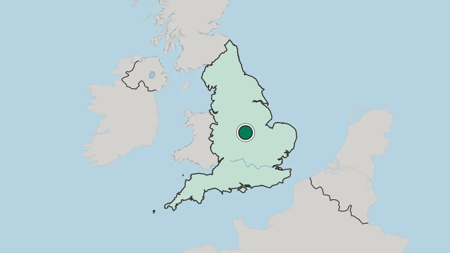Map of Leicester in United Kingdom