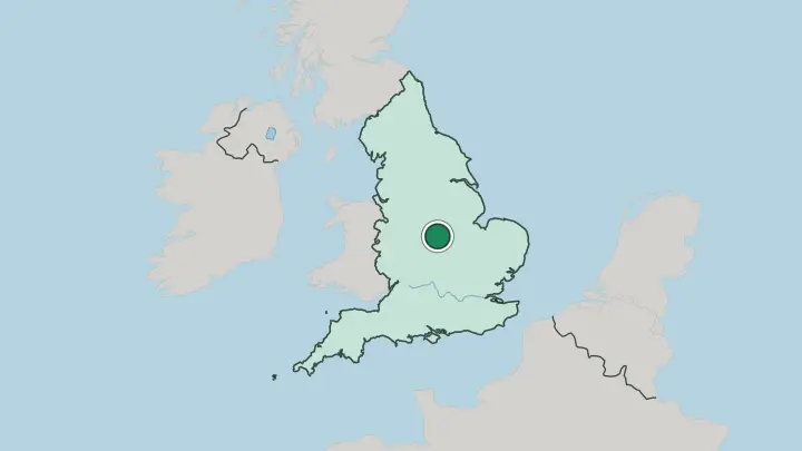 Map of Leicester in United Kingdom