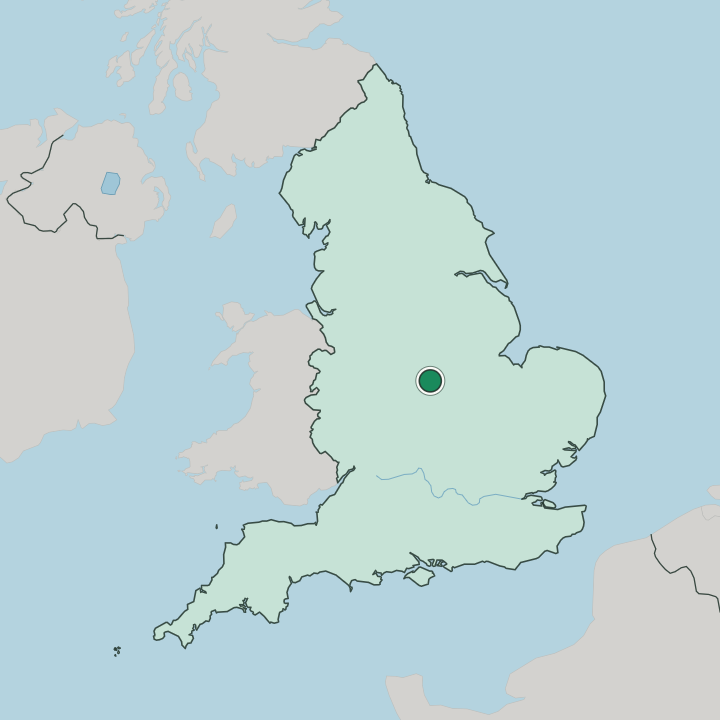Map showing Leicester — In England
