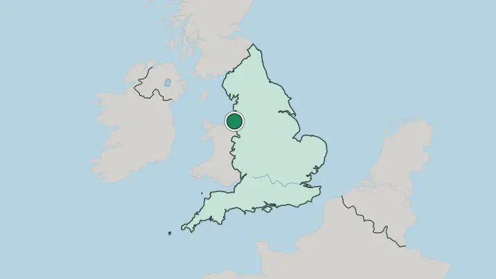 Map of Liverpool in United Kingdom