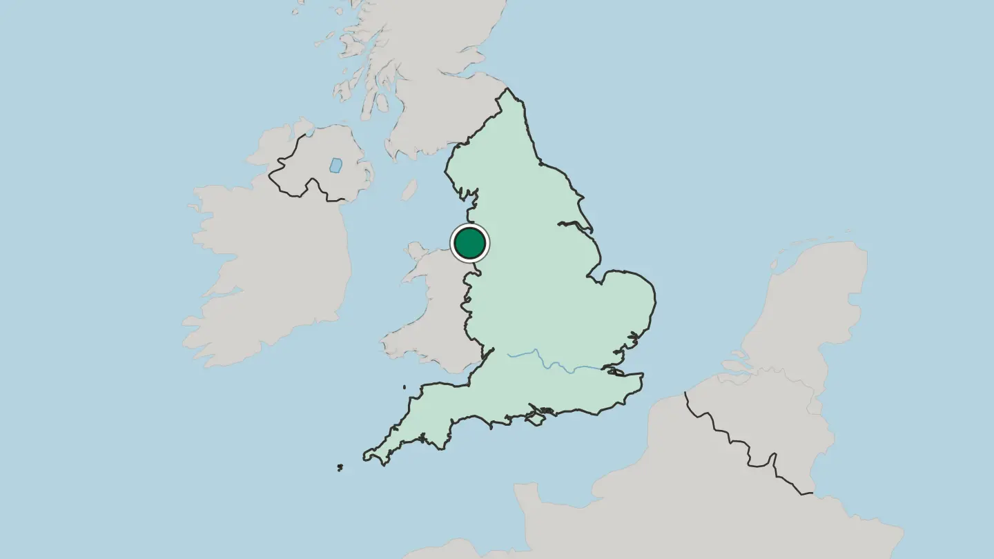 Map of Liverpool in United Kingdom