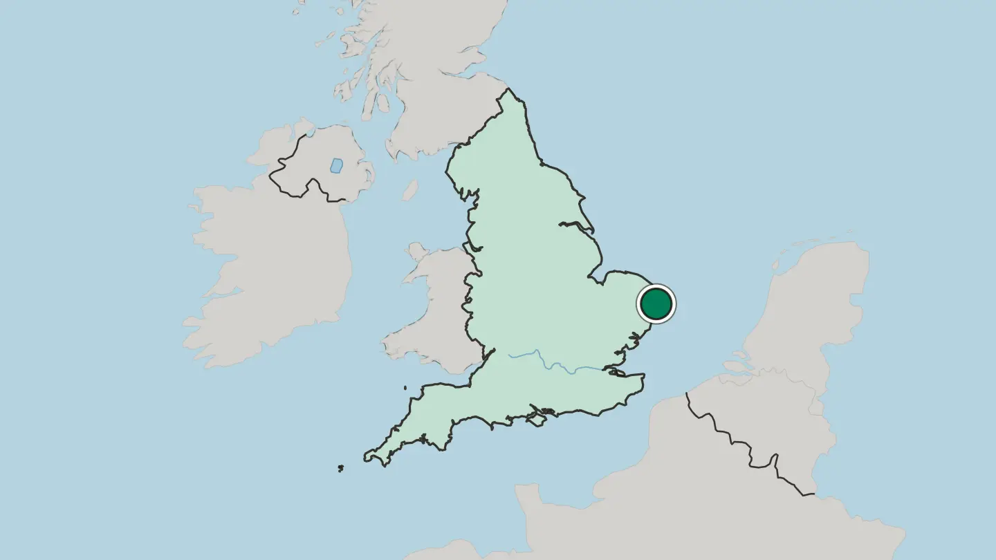 Map of Lowestoft in United Kingdom