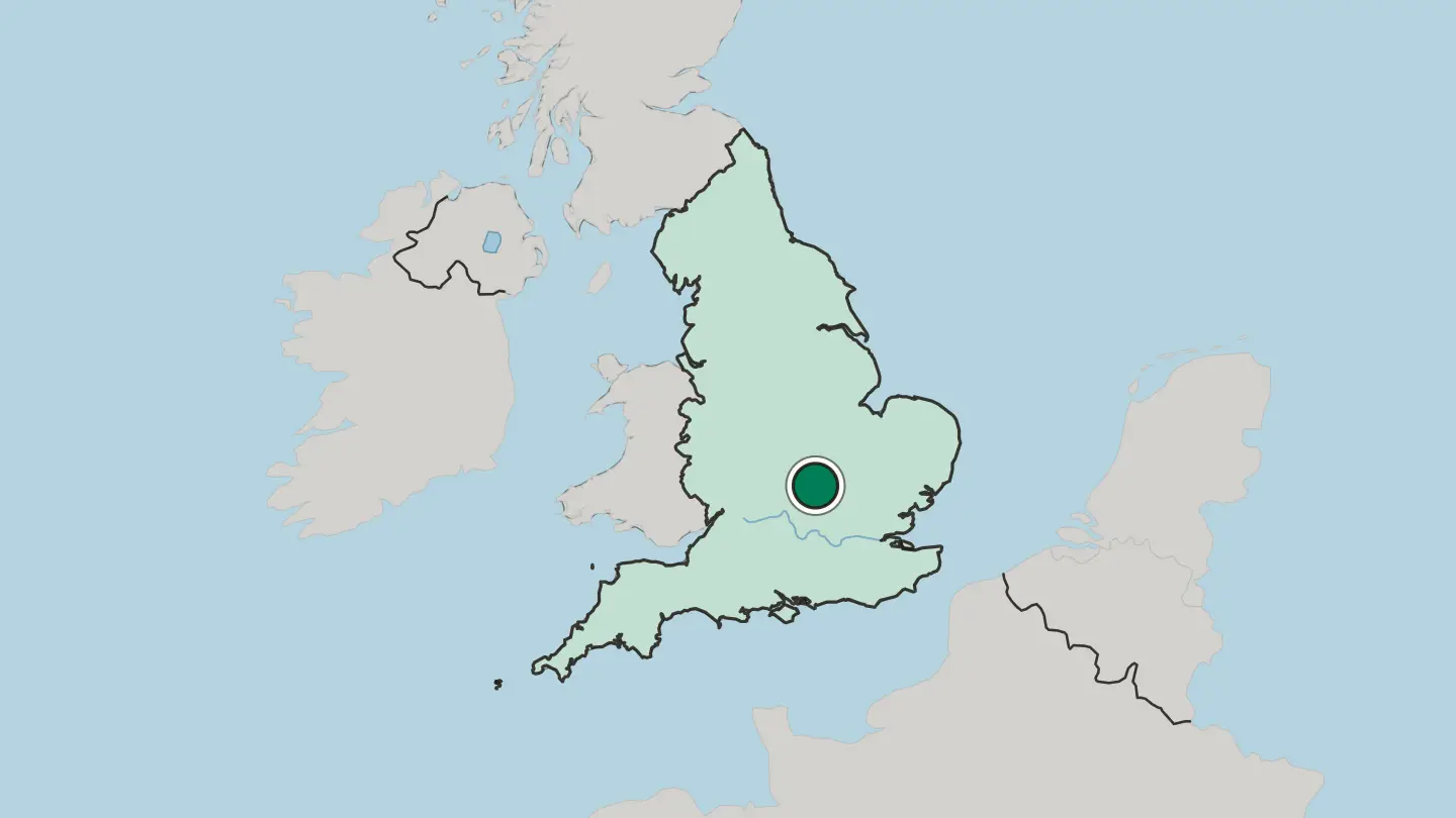 Map of Milton Keynes in United Kingdom