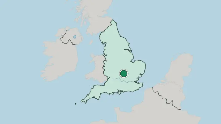 Map of Milton Keynes in United Kingdom
