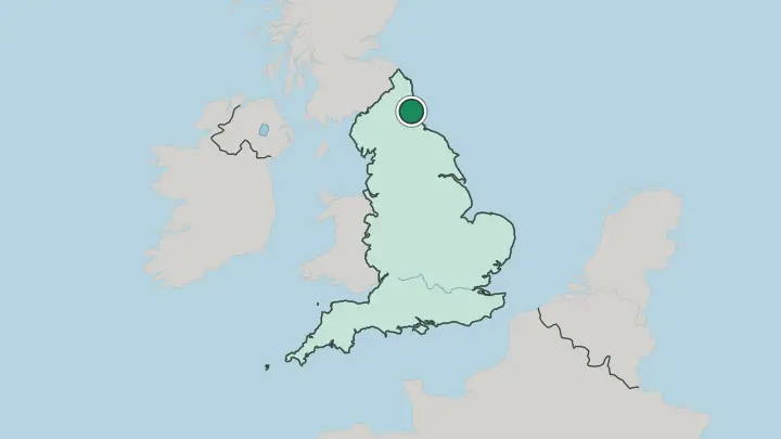 Map of Newcastle upon Tyne in United Kingdom