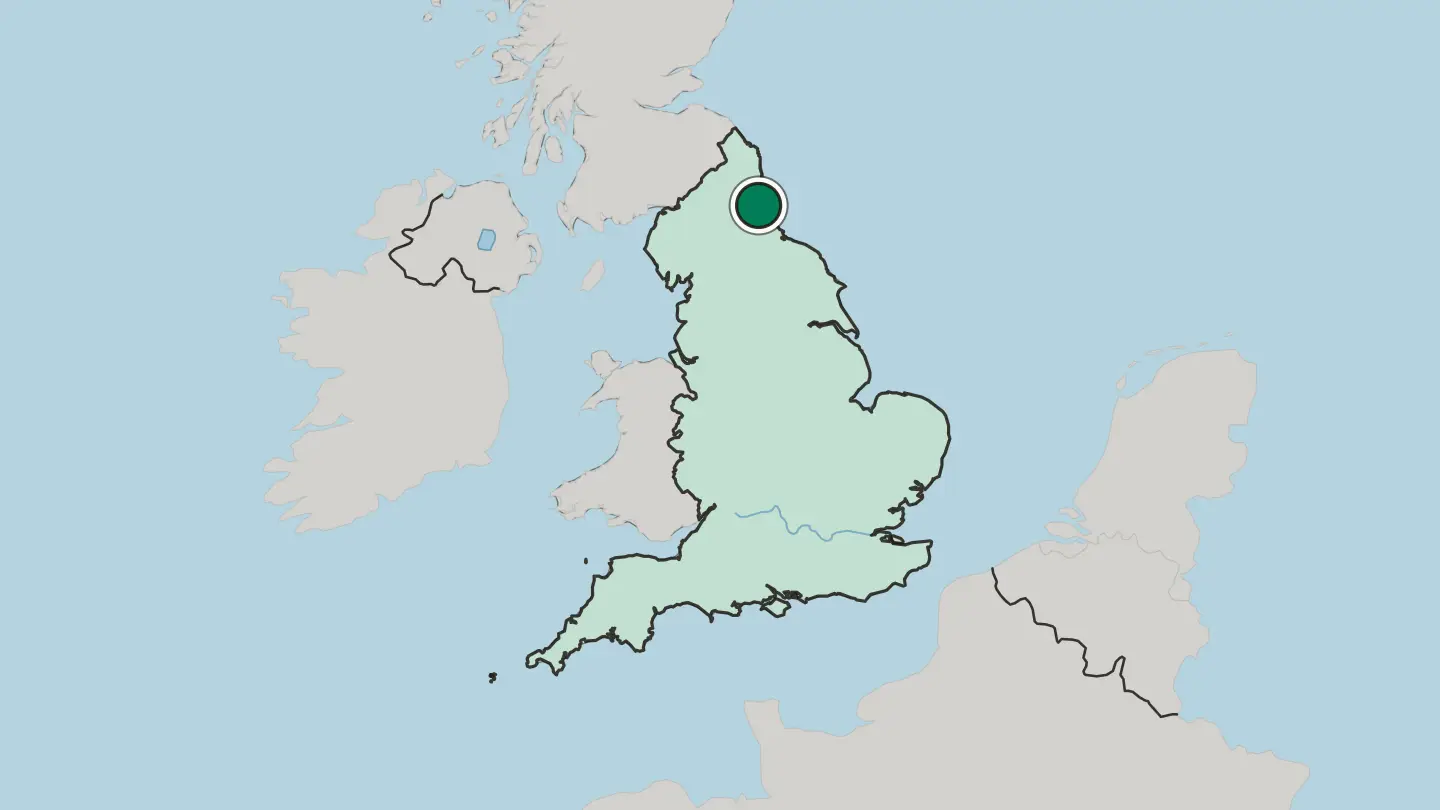 Map of Newcastle upon Tyne in United Kingdom