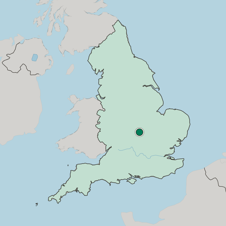 Map showing Abington — In England