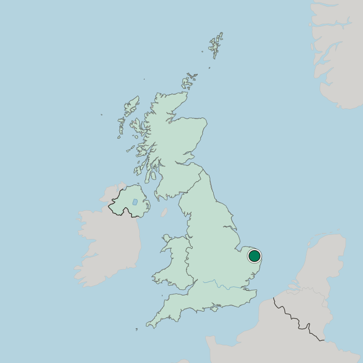 Map showing Norwich — In United Kingdom