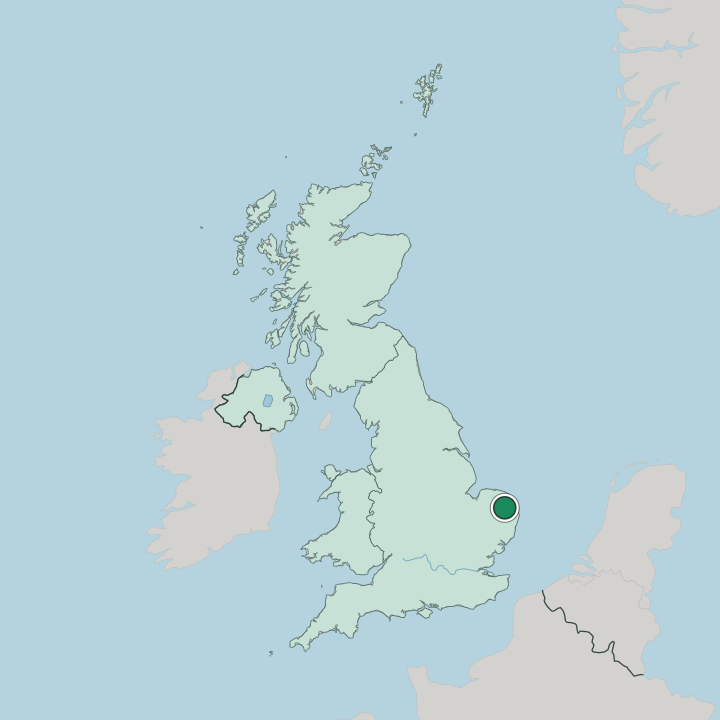Map showing Norwich — In United Kingdom