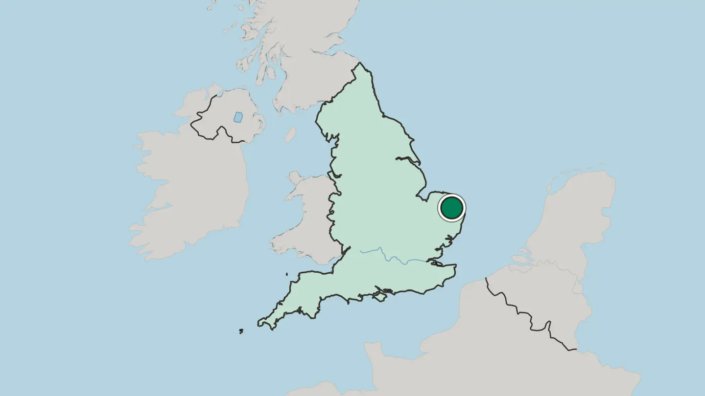 Map of Norwich in United Kingdom