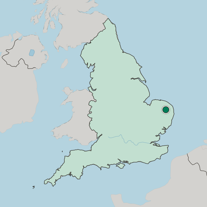 Map showing Norwich — In England