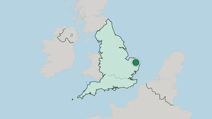 Map of Norwich in United Kingdom