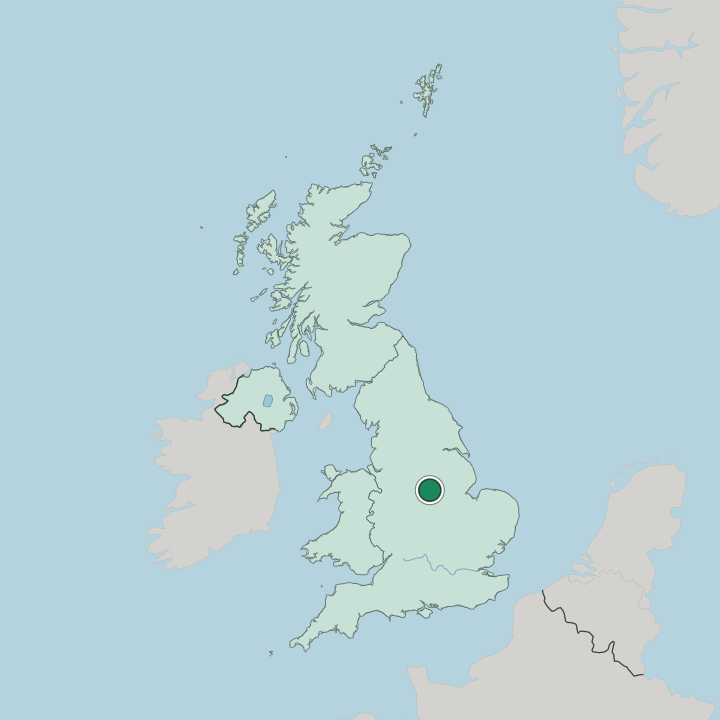 Map showing Nottingham — In United Kingdom