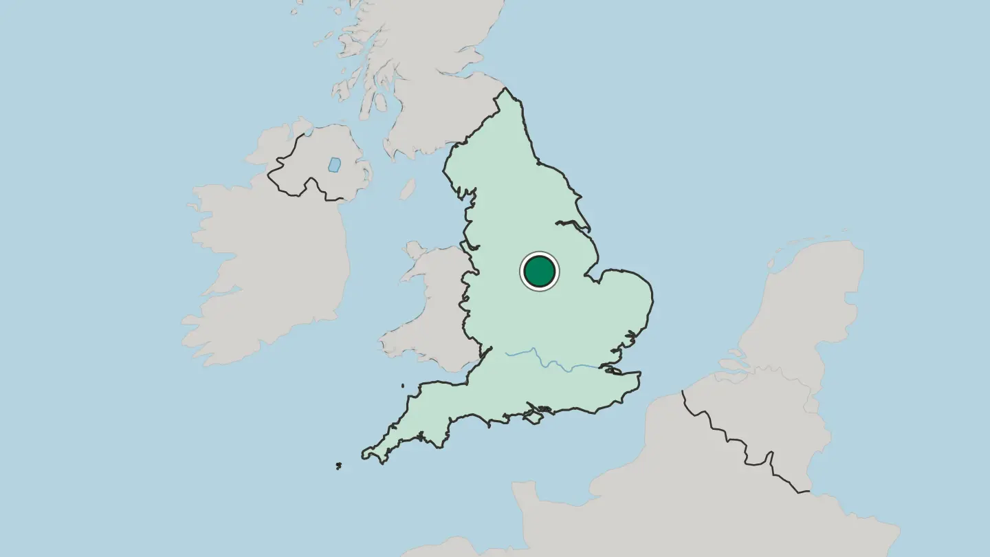 Map of Nottingham in United Kingdom
