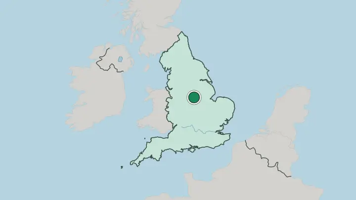 Map of Nottingham in United Kingdom