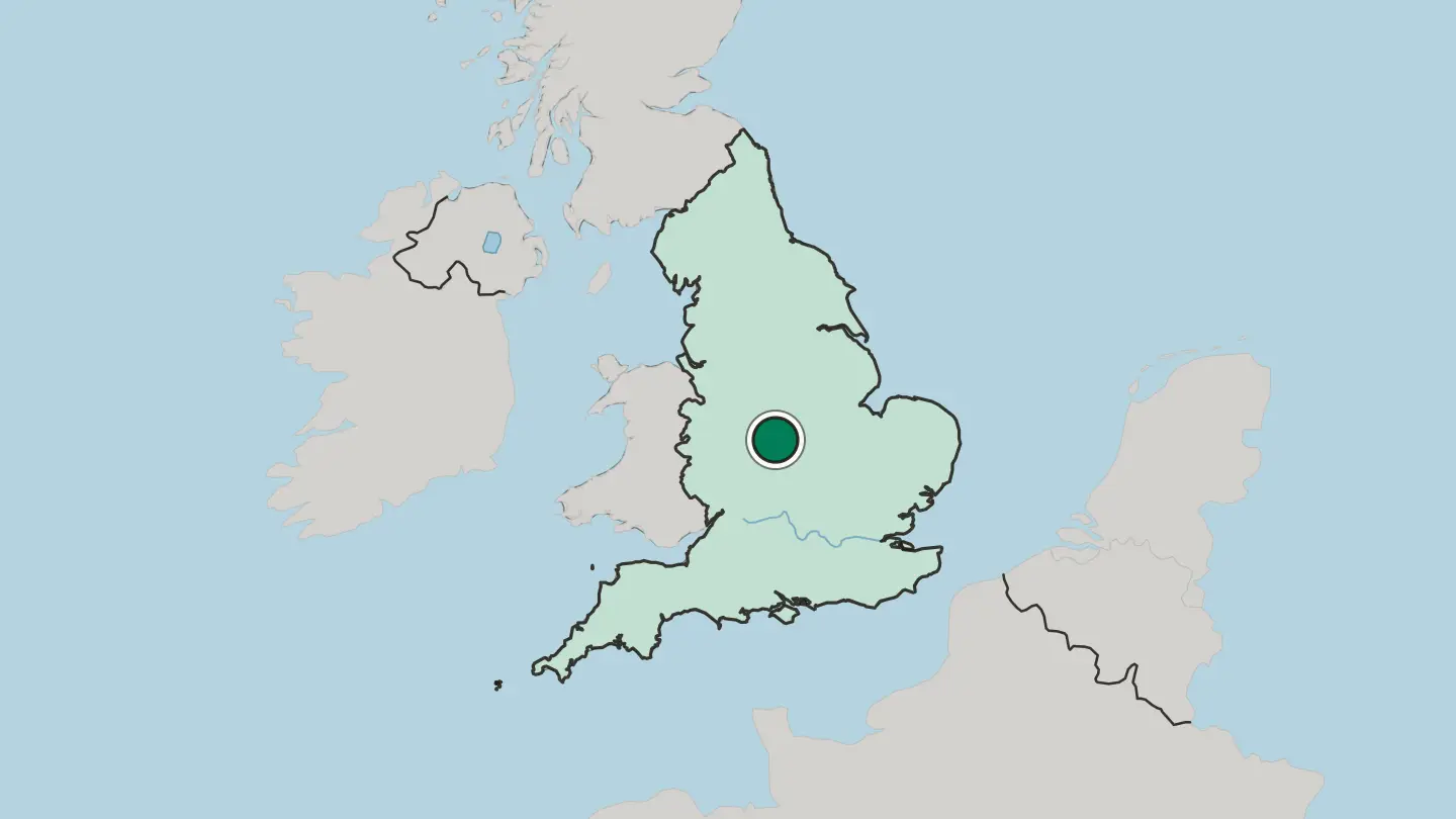 Map of Nuneaton in United Kingdom