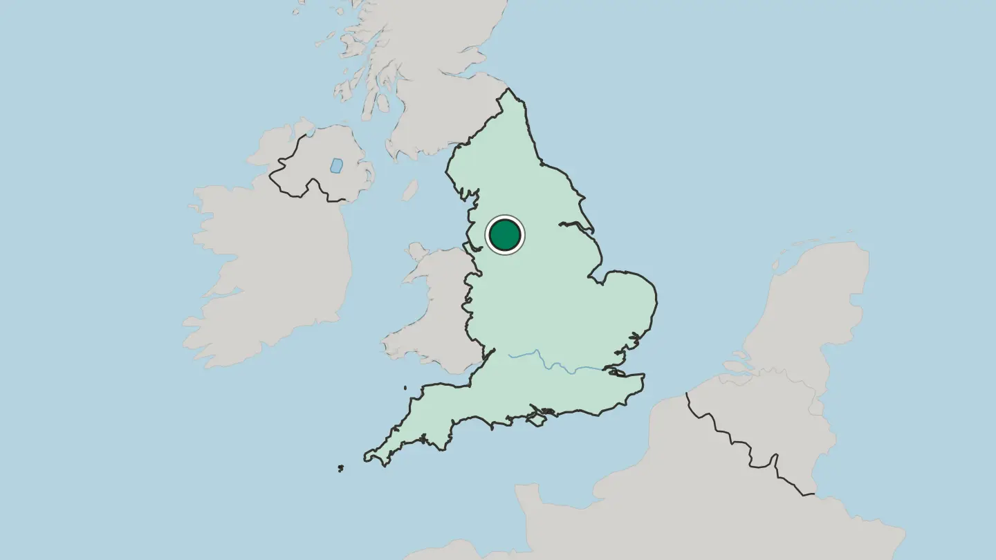 Map of Oldham in United Kingdom