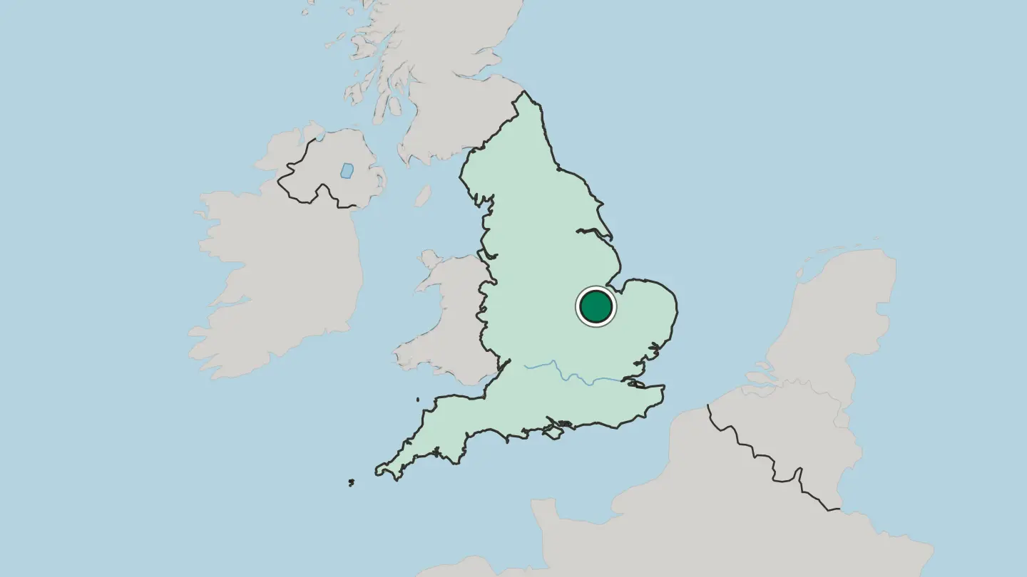 Map of Peterborough in United Kingdom