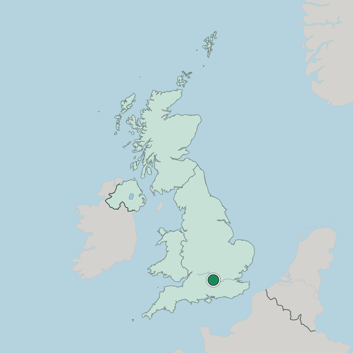 Map showing Reading — In United Kingdom