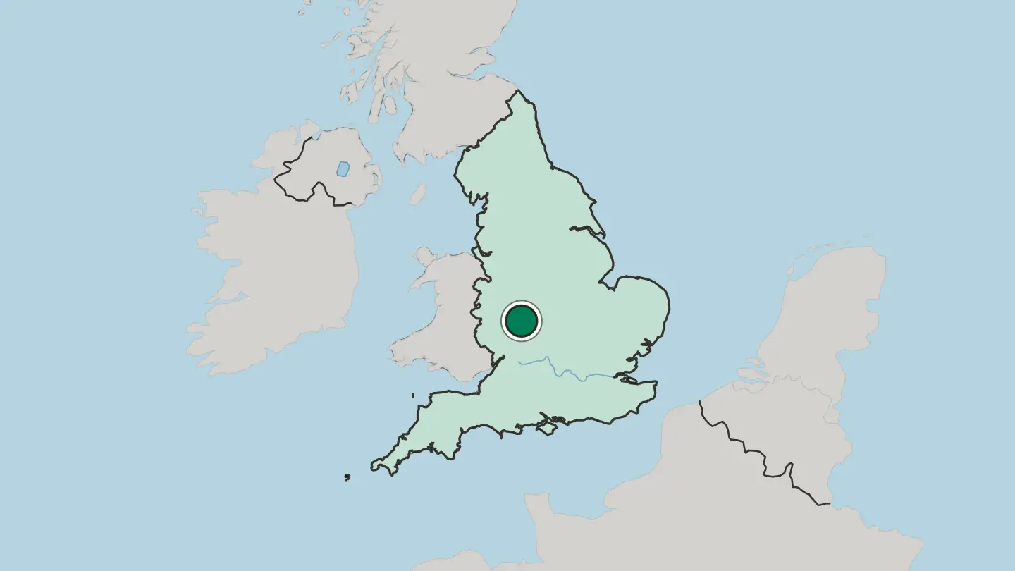 Map of Redditch in United Kingdom