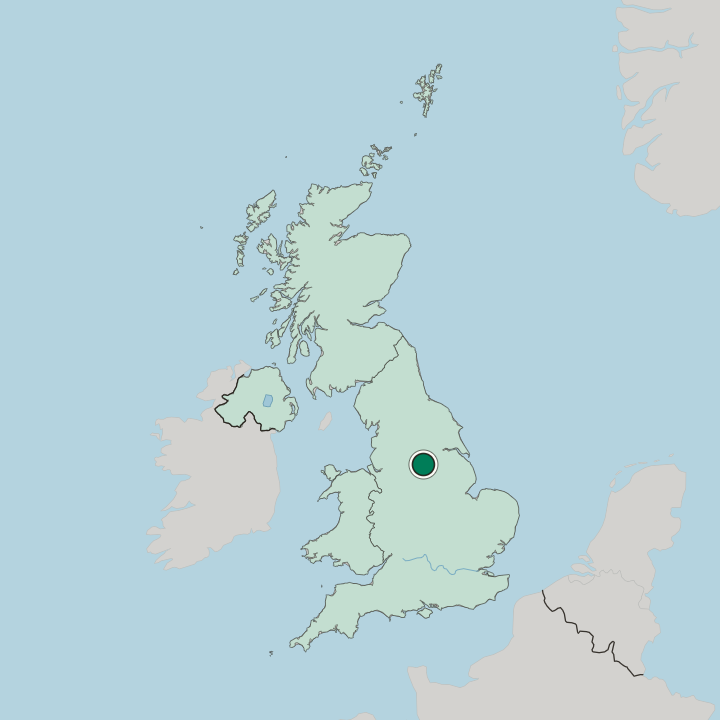 Map showing Rotherham — In United Kingdom
