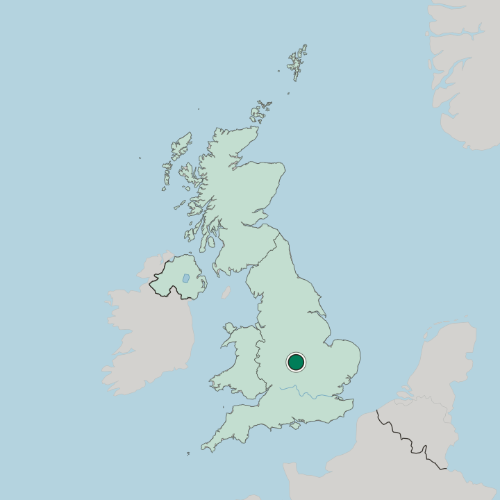 Map showing Rugby — In United Kingdom