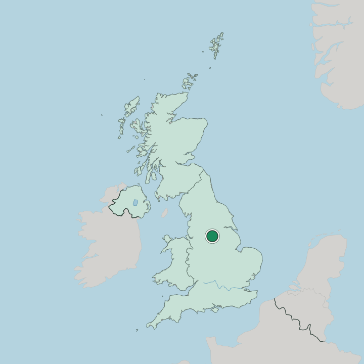 Map showing Sheffield — In United Kingdom