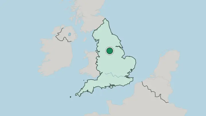 Map of Sheffield in United Kingdom