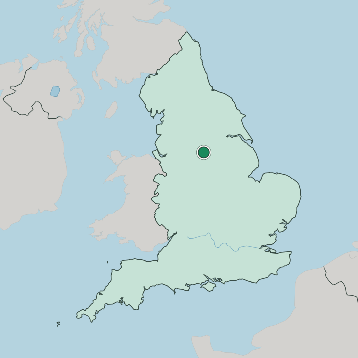 Map showing Sheffield — In England