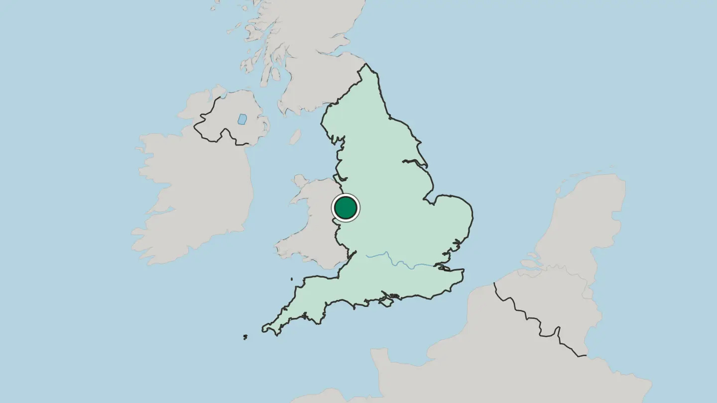 Map of Shrewsbury in United Kingdom