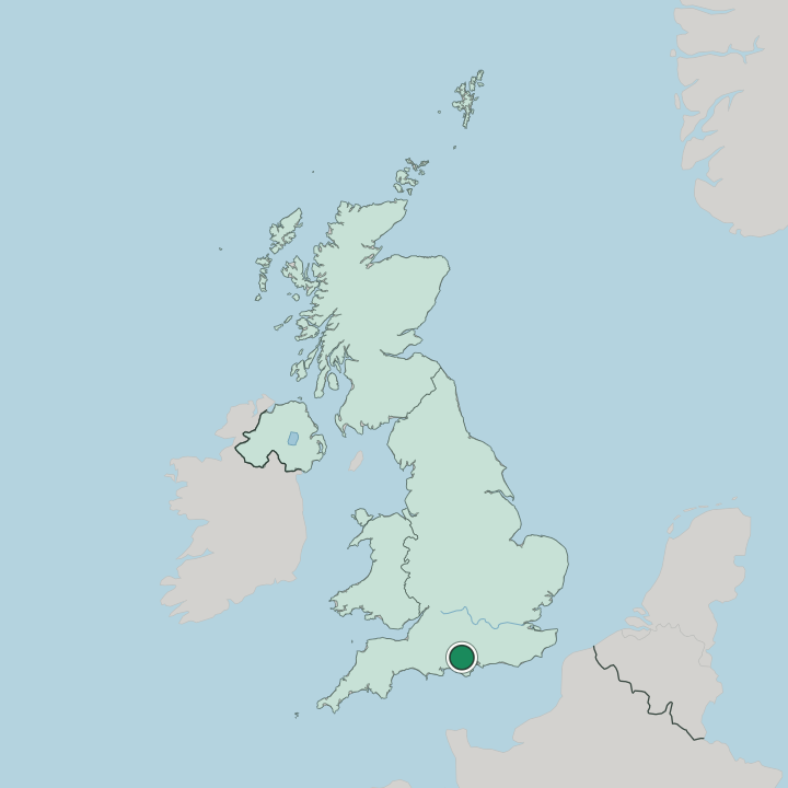 Map showing Southampton — In United Kingdom