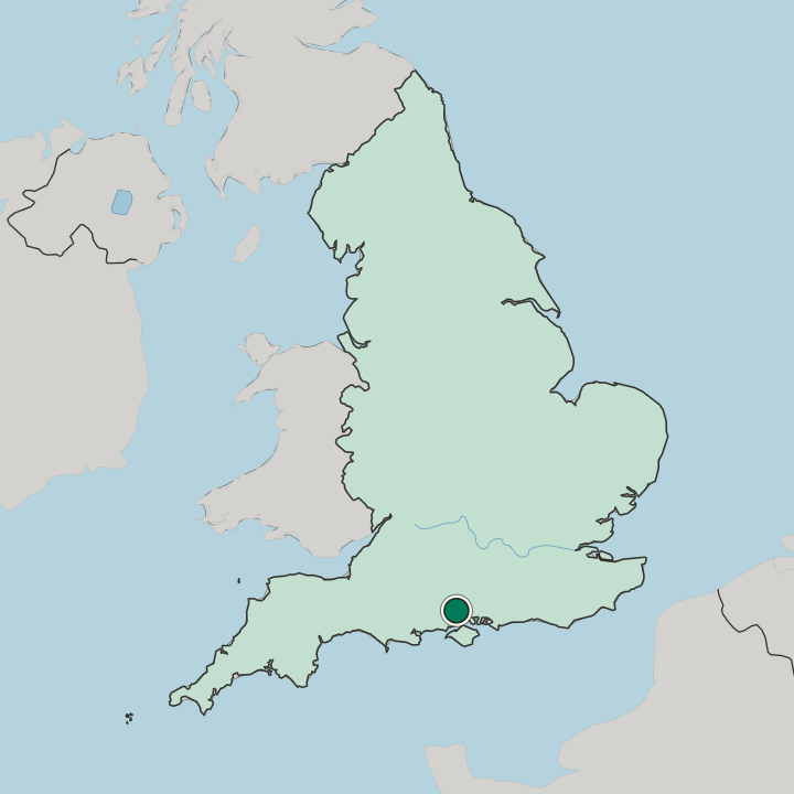Map showing Southampton — In England