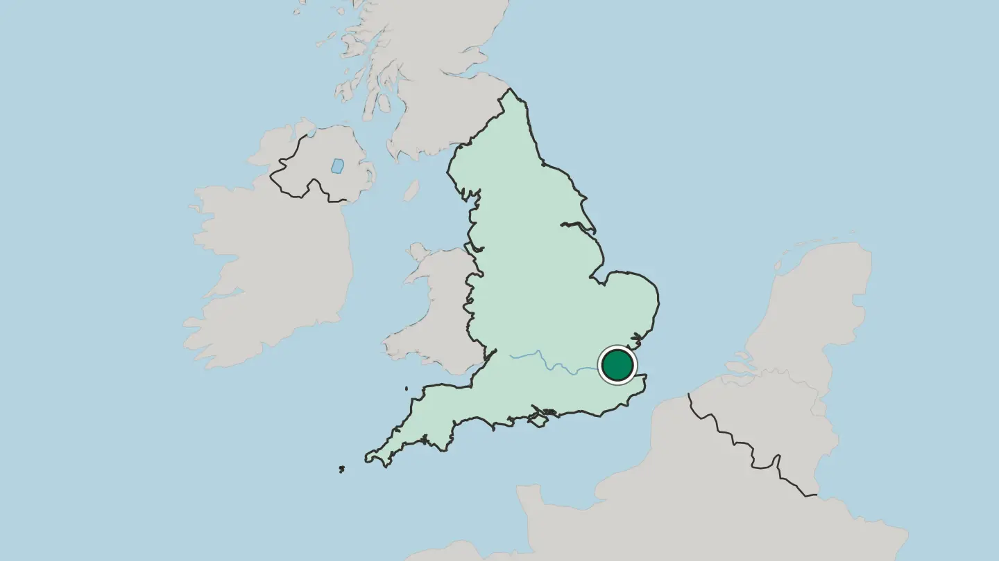 Map of Southend-on-Sea in United Kingdom