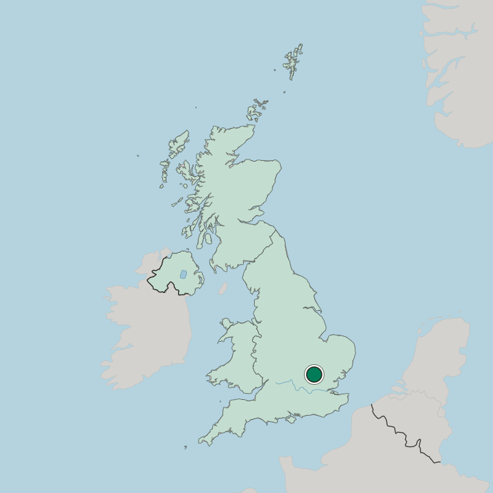 Map showing Stevenage — In United Kingdom