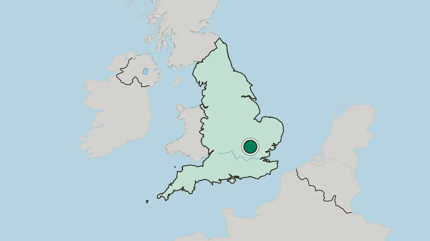 Map of Stevenage in United Kingdom