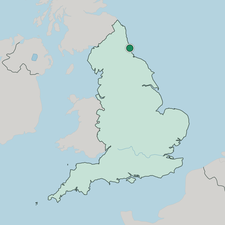 Map showing Sunderland — In England