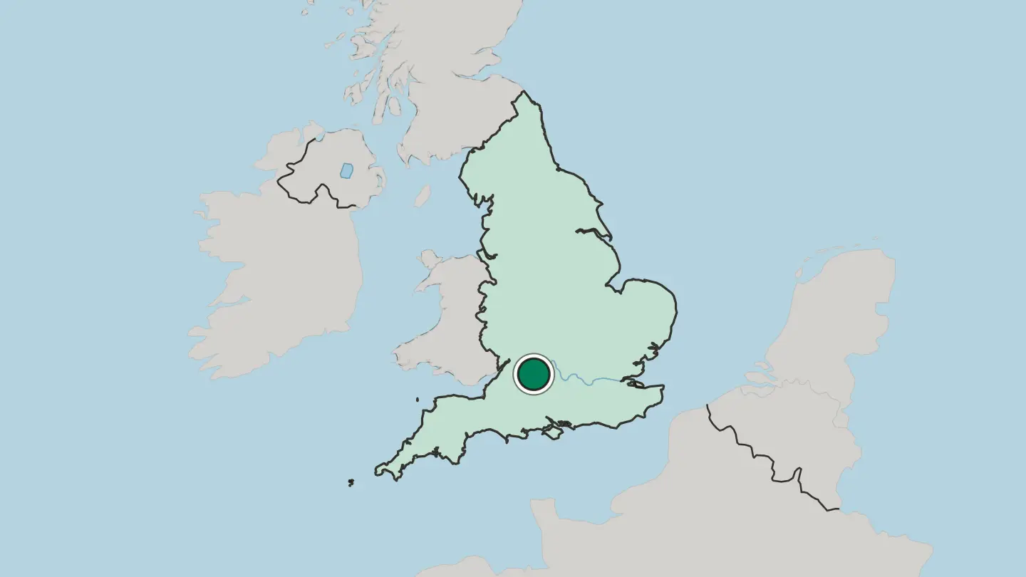 Map of Swindon in United Kingdom