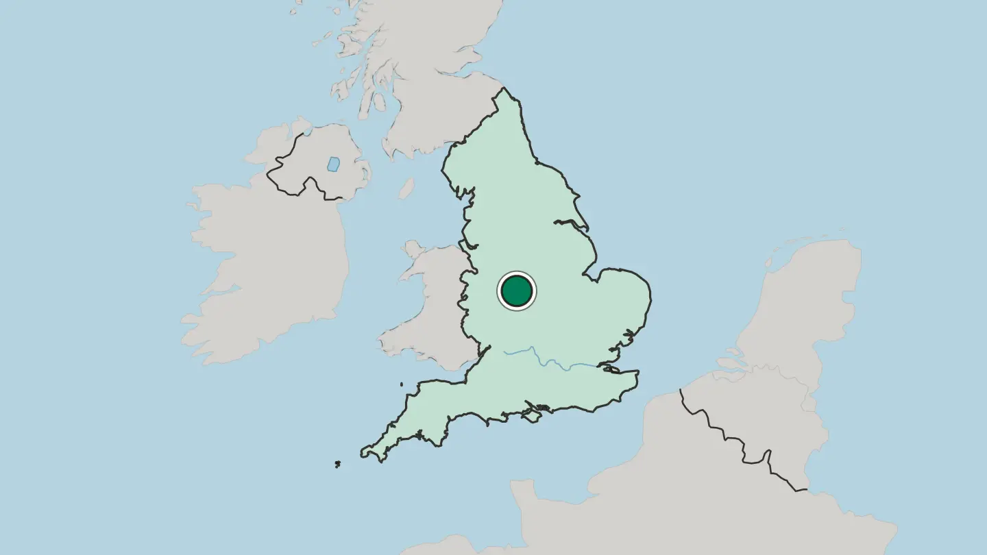 Map of Tamworth in United Kingdom