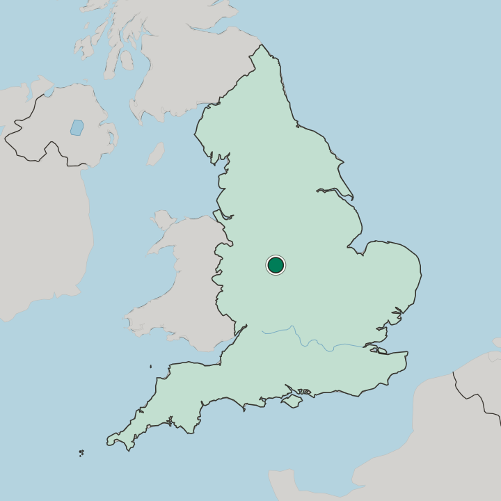 Map showing Tamworth — In England