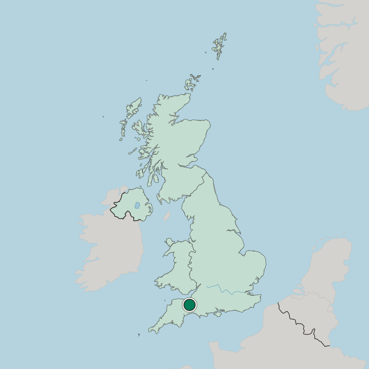Map showing Taunton — In United Kingdom